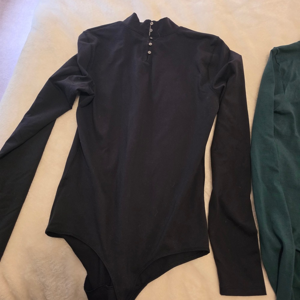 Lot of 3 Abercrombie Yummie Bodysuit Women Small Black Green NWT Mock Neck LS - Picture 2 of 5